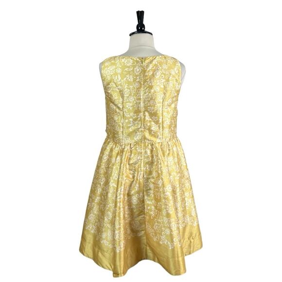 eShakti Women’s Plus Dress Fit Flare Ruched Waist Yellow Floral Size 14/16 - Picture 4 of 12